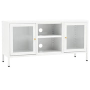 Mobile TV | Armadietto TV | Mobile Porta TV Bianco 105x35x52 cm in Acciaio e Vetro