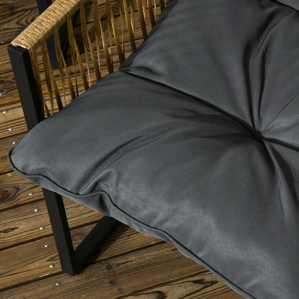 Set salotto da giardino 4 pezzi con divano 2 posti, 2 poltrone e tavolino vetro temperato ¨C Zephmum ¨C Grigio