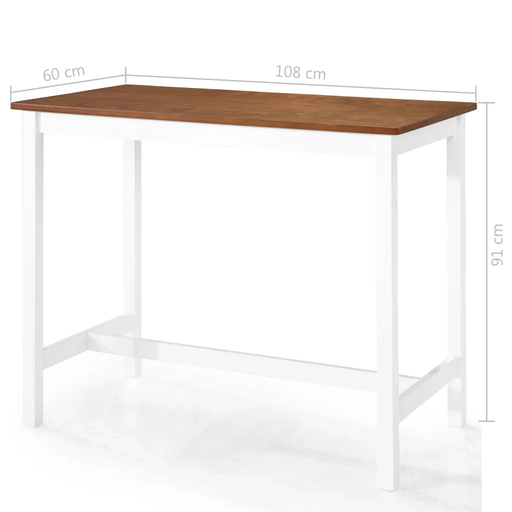 Set Tavolo e Sedie da Bar 5 pz Legno Massello Marrone e Bianco 275234