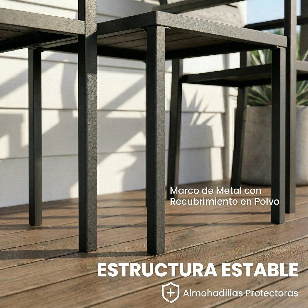 Set Giardino 3 Pezzi con 2 Sedie e Tavolo ¨C zephmum ¨C HDPE Effetto Legno Nero per Balcone