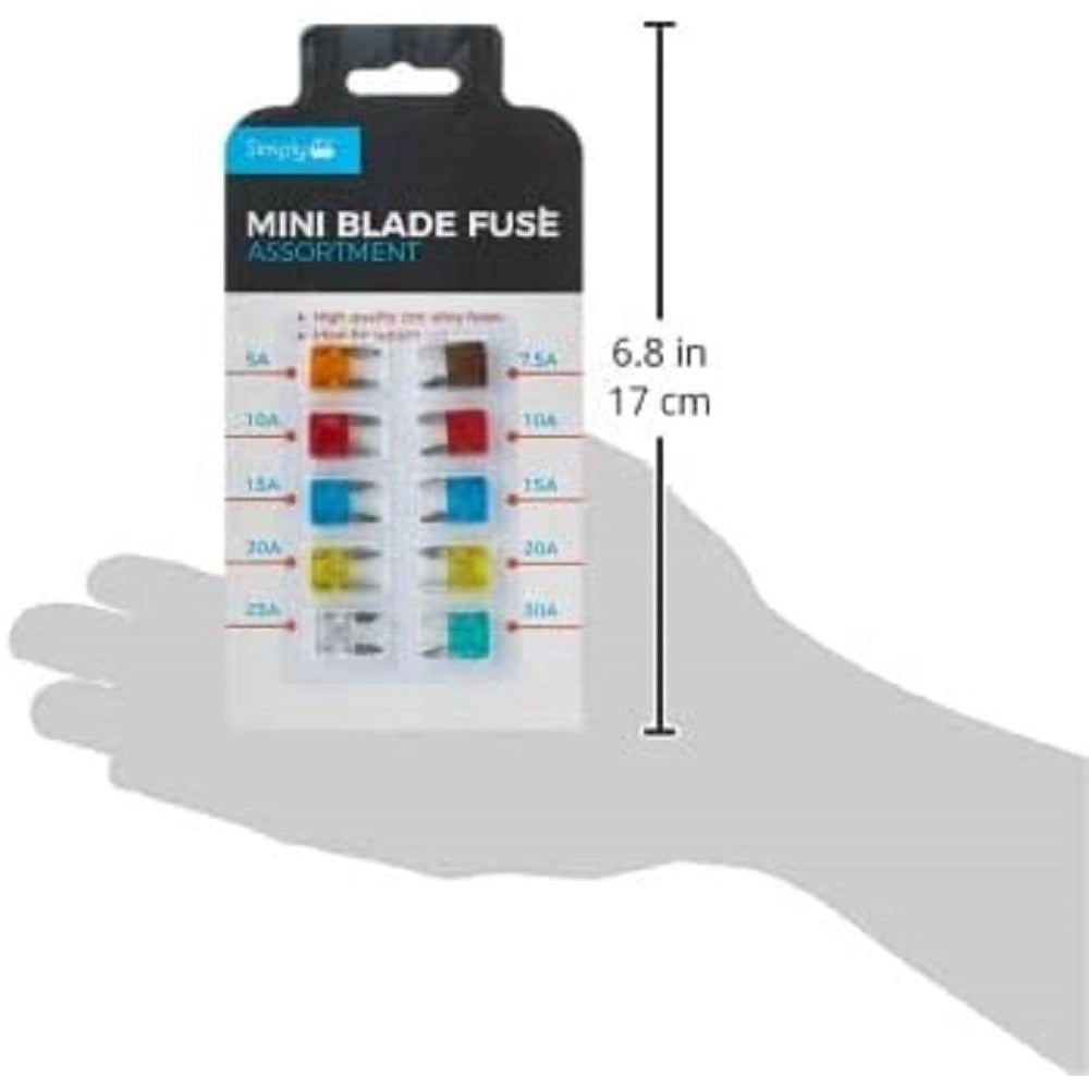 Trade Shop - Confezione Da 10 Pezzi Mini Fusibili Assortiti Per Auto Camion Barca Camper -