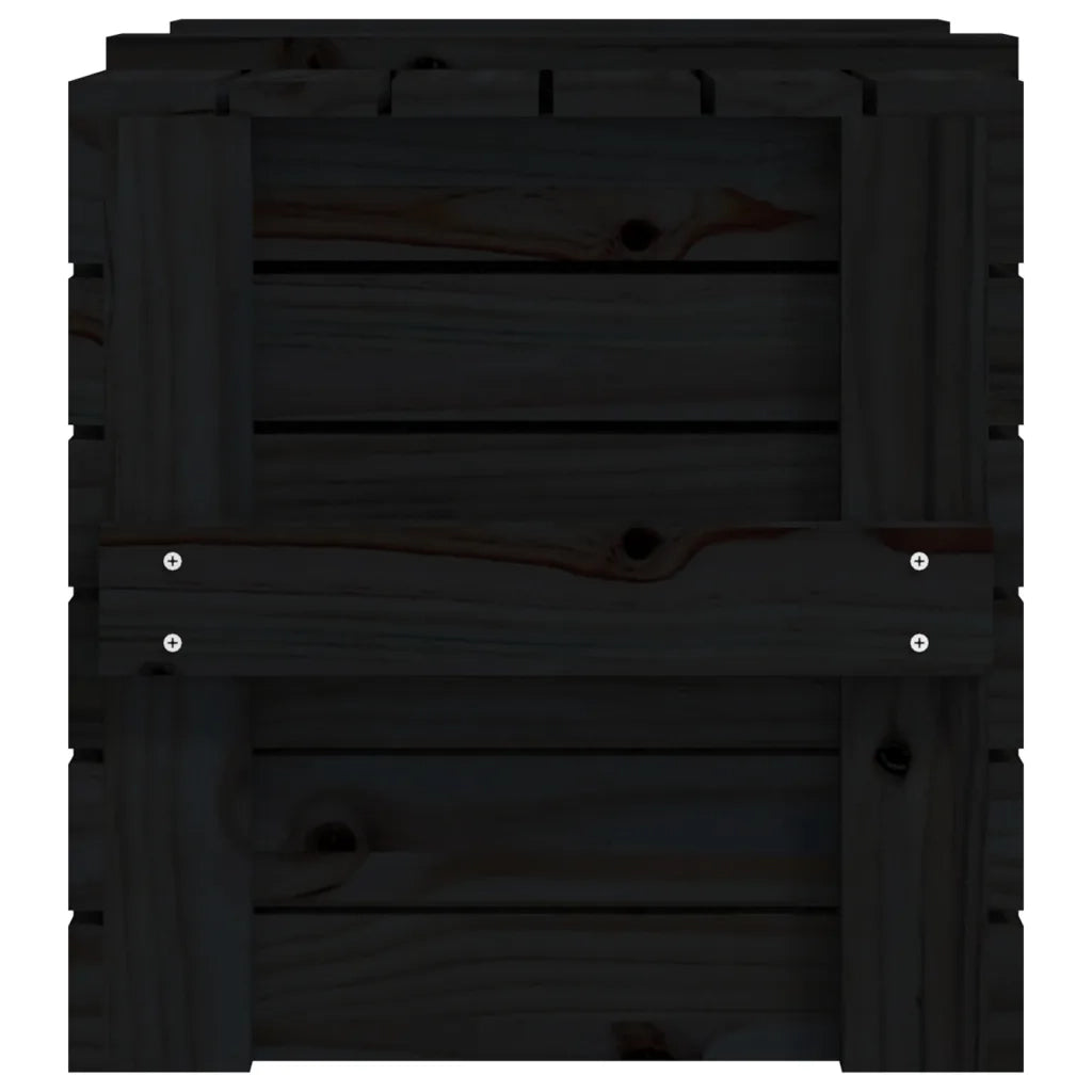 Contenitore Portaoggetti Nero 58x40,5x42 cm Legno Massello Pino 824997