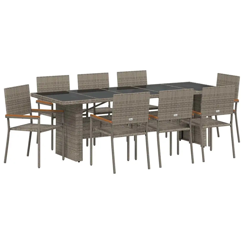 Set da Pranzo per Giardino 9 pcs Grigio polyrattan 3365415