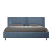BS COM Letto matrimoniale king size con rete imbottito 190x210 microfibra blu