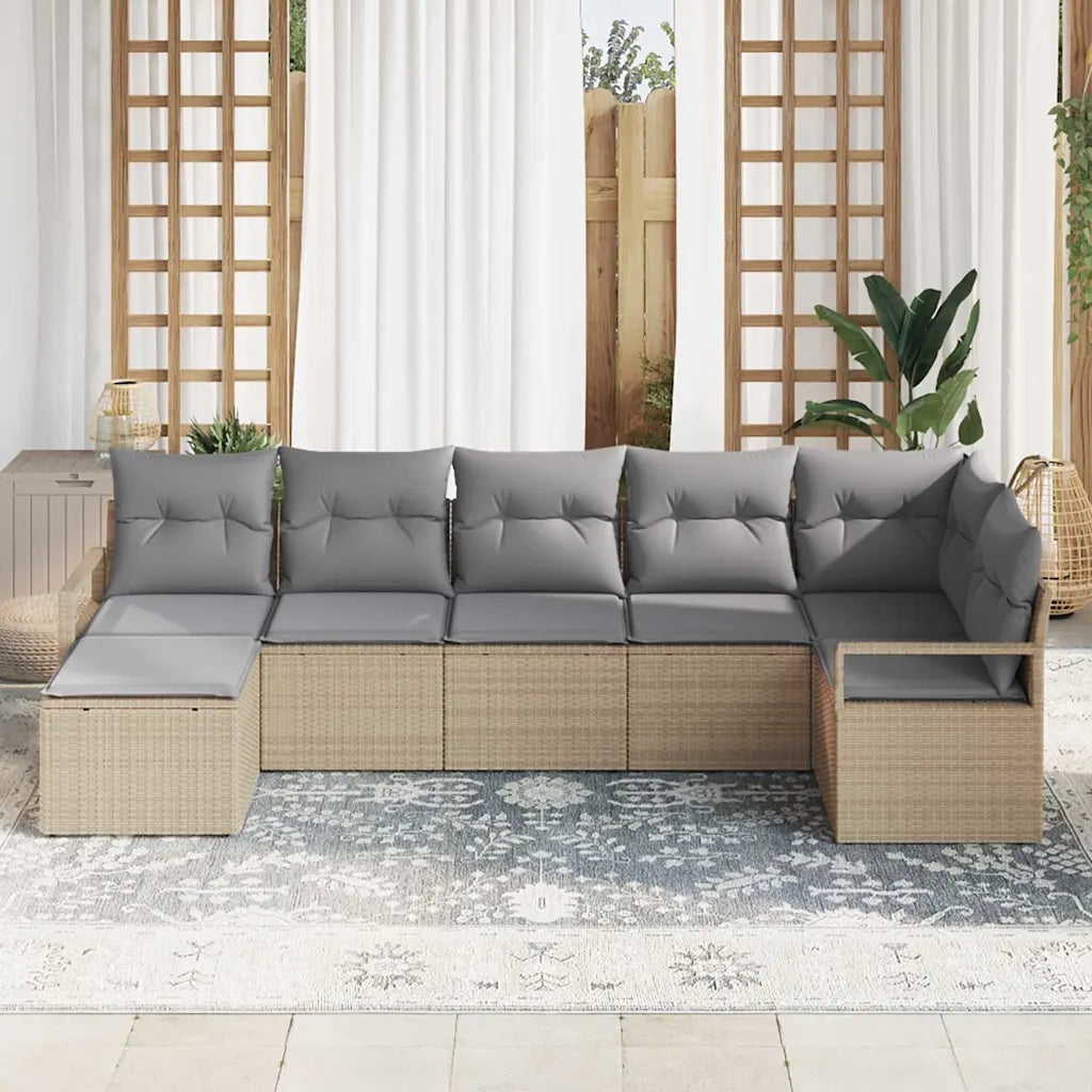 Set di divani 7 pcs Beige e Grigio Chiaro polyrattan 3355139
