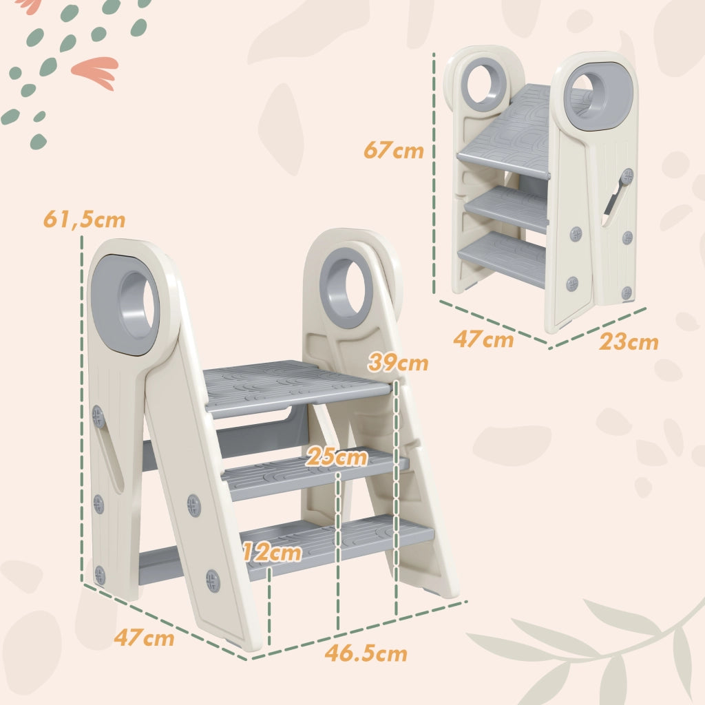 Scalino per Bambini Pieghevole Regolabile ¨C zephmum ¨C Grigio 3 Marche