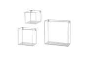 SET 3 MENSOLE DA PARETE PORTA PIANTA IN METALLO QUADRATE 30/20/15 CM BIANCHE