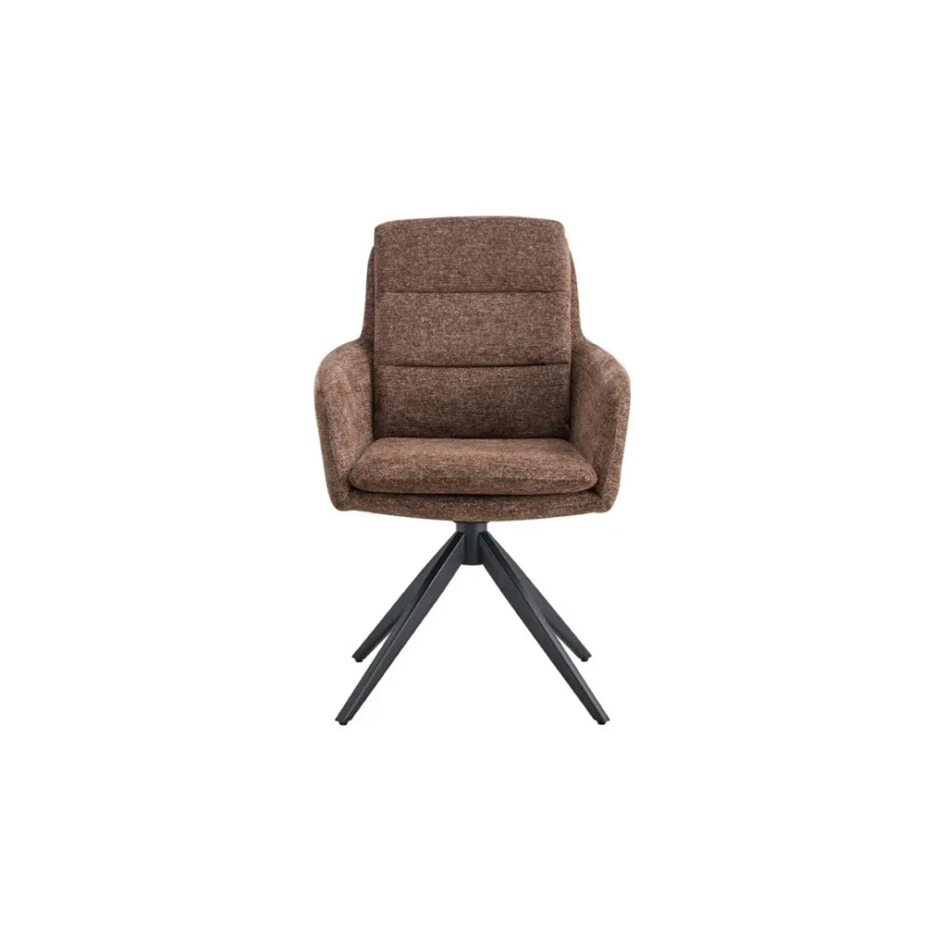 Set di 2 poltrone KAVINA - Tessuto marrone - Piedi in metallo - Con braccioli - Design accogliente e senza tempo