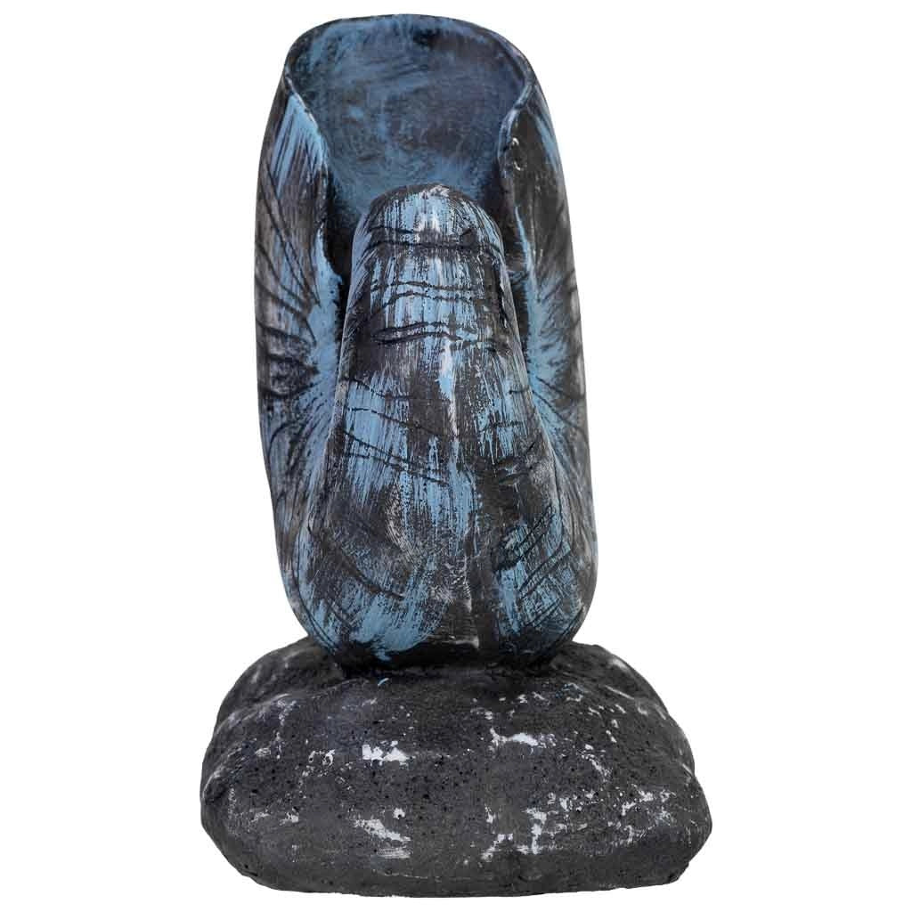 Figura decorativa a forma di conchiglia in resina blu 12x10x17h cm