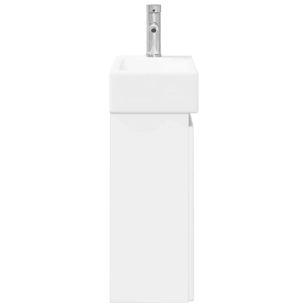 Mobile bagno con rubinetto Bianco Lucido 45,5 x 25,5 x 84 cm 889495