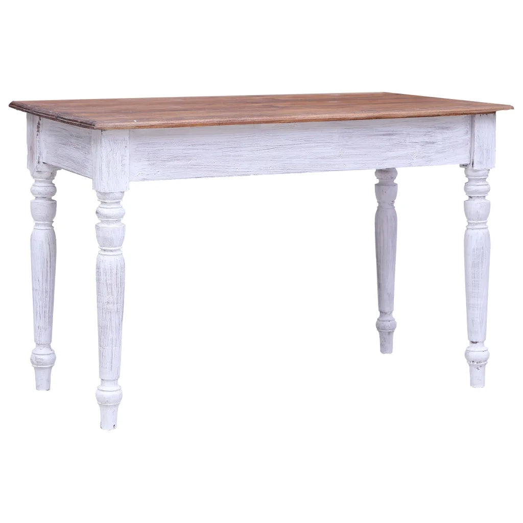 Scrivania con Cassetti Bianca 117x57x75 cm Massello di Mogano 283908