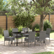 Set da Pranzo da Giardino 7 Pezzi Grigio Polyrattan