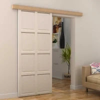 Binario con Kit di Accessori per Porte Scorrevoli in Stile Rustico in Legno