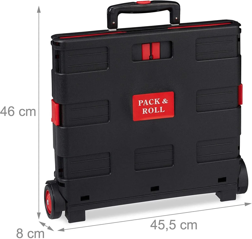 Carrello della spesa pieghevole con maniglia e ruote in gomma portata 35 kg carrello da mercato in alluminio e plastica rosso 13_0000708_3