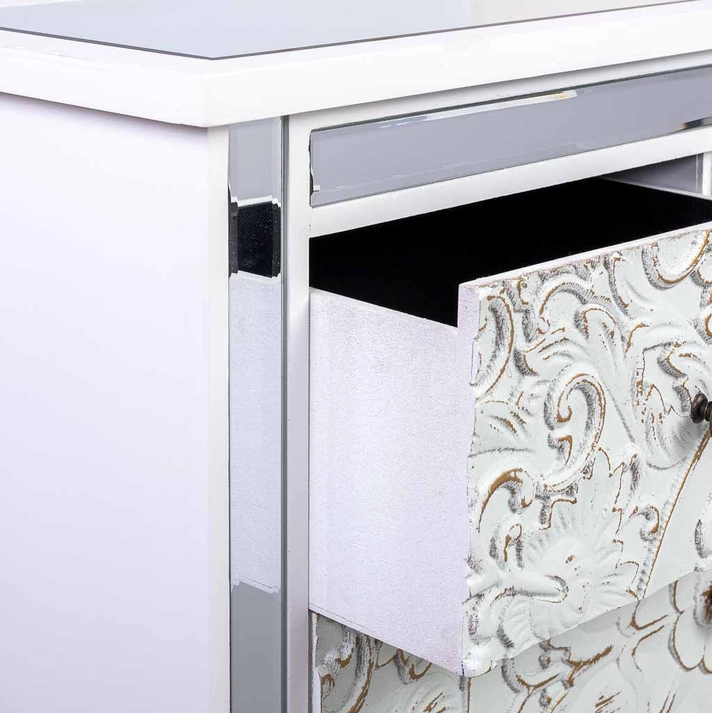 Comò in legno e vetro con 4 cassetti 80x30x81
