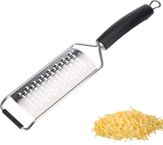 Raspante per formaggi e verdure - 100% acciaio inossidabile - raspante per formaggi, frutta dura, patate e verdure - raspante per cucina con protezione lamella per conservazione sicura - 32 x 6,5 x 2,8 cm (argento)