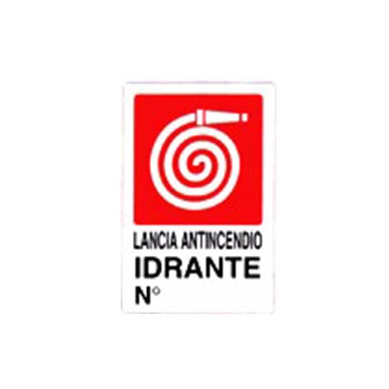 Cartello lancia antincendio idrante n° - cm 20X30