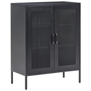 Cassettiera in colore metallo nero 2 ante trasparenti 80 x 40 x 102 cm moderno contemporaneo ufficio