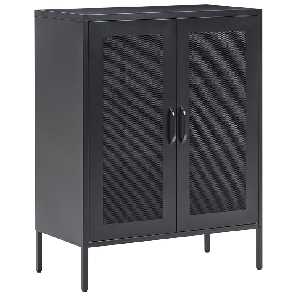 Cassettiera in colore metallo nero 2 ante trasparenti 80 x 40 x 102 cm moderno contemporaneo ufficio