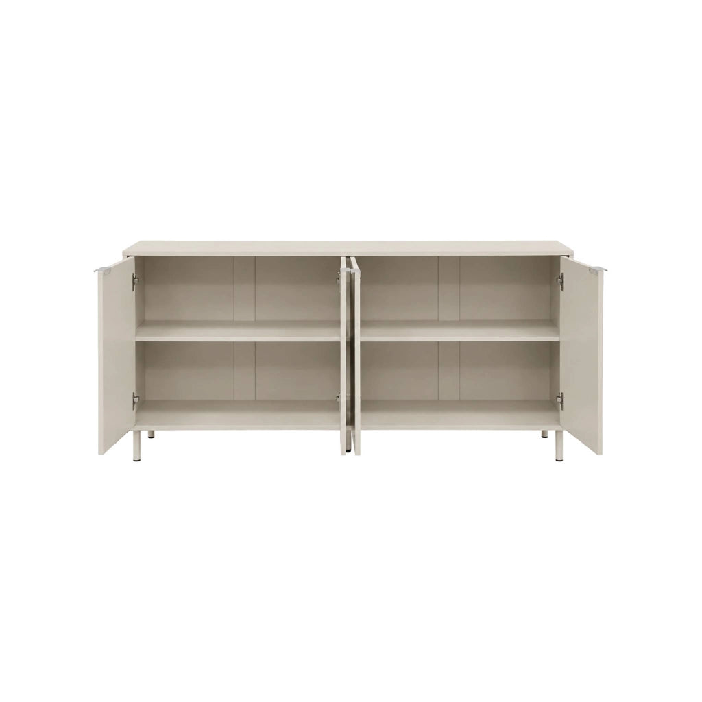Credenza decorativa in legno e metallo 4 ante, 160cm, beige