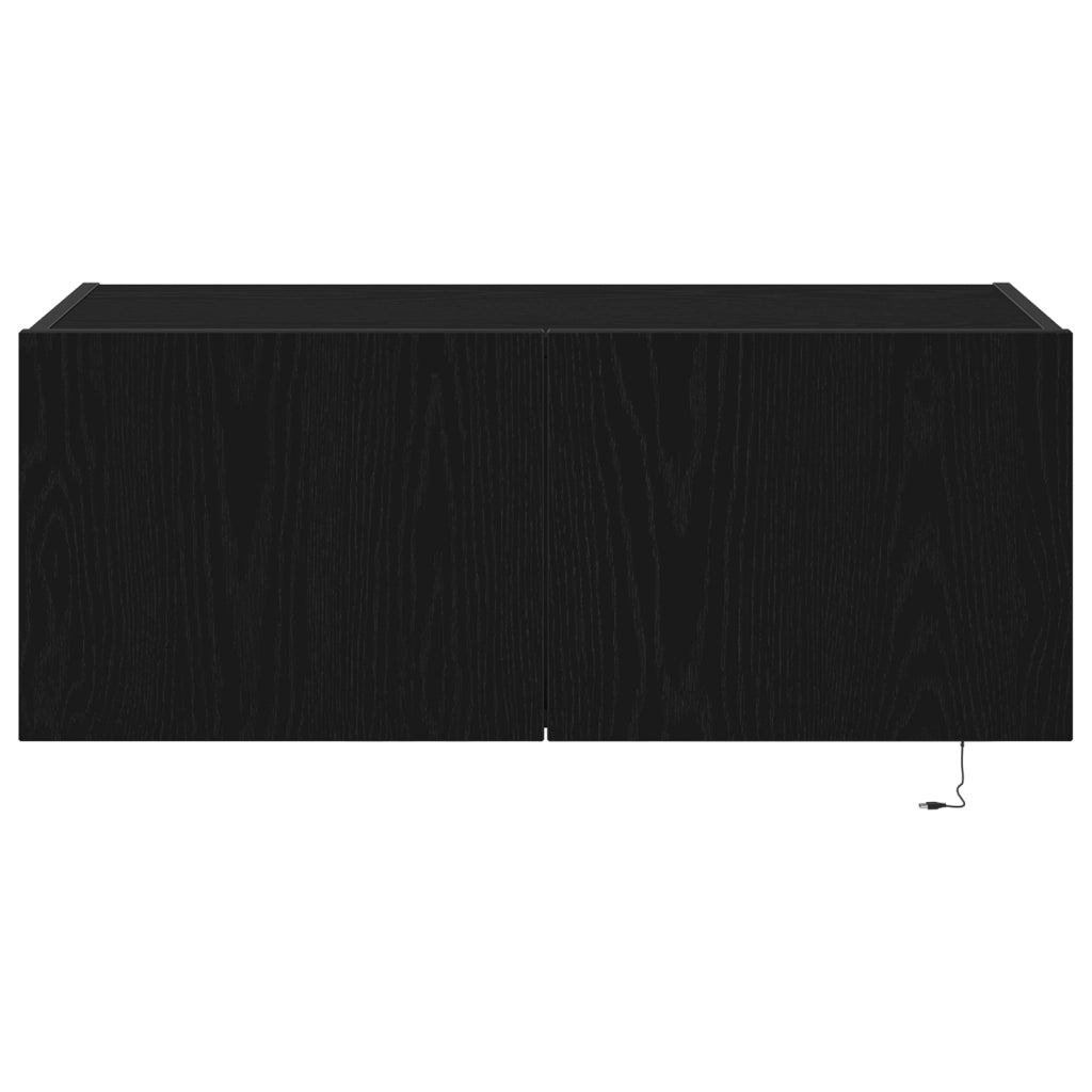 Mobile TV  con luci LED Rovere Nero 80x35x31 cm