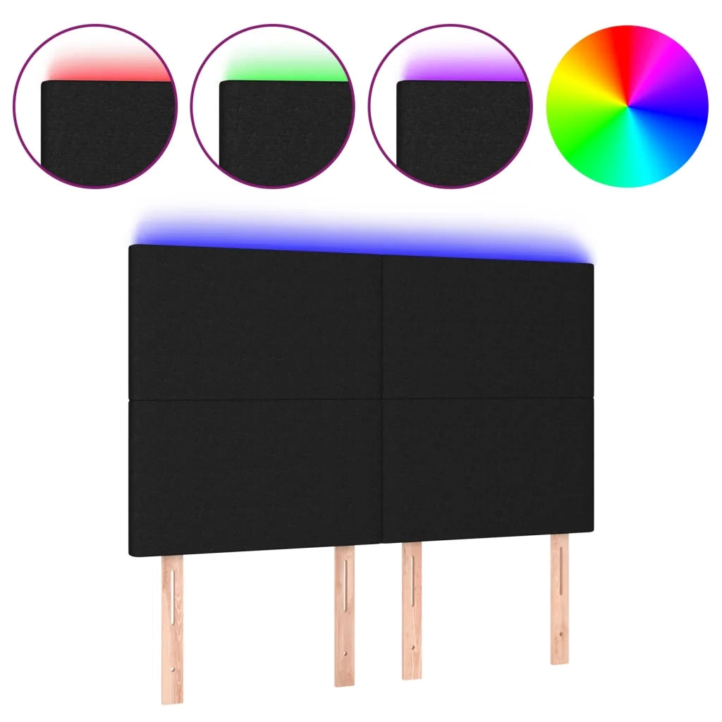 Testiera | Testata a LED Nera 144x5x118/128 cm in Tessuto