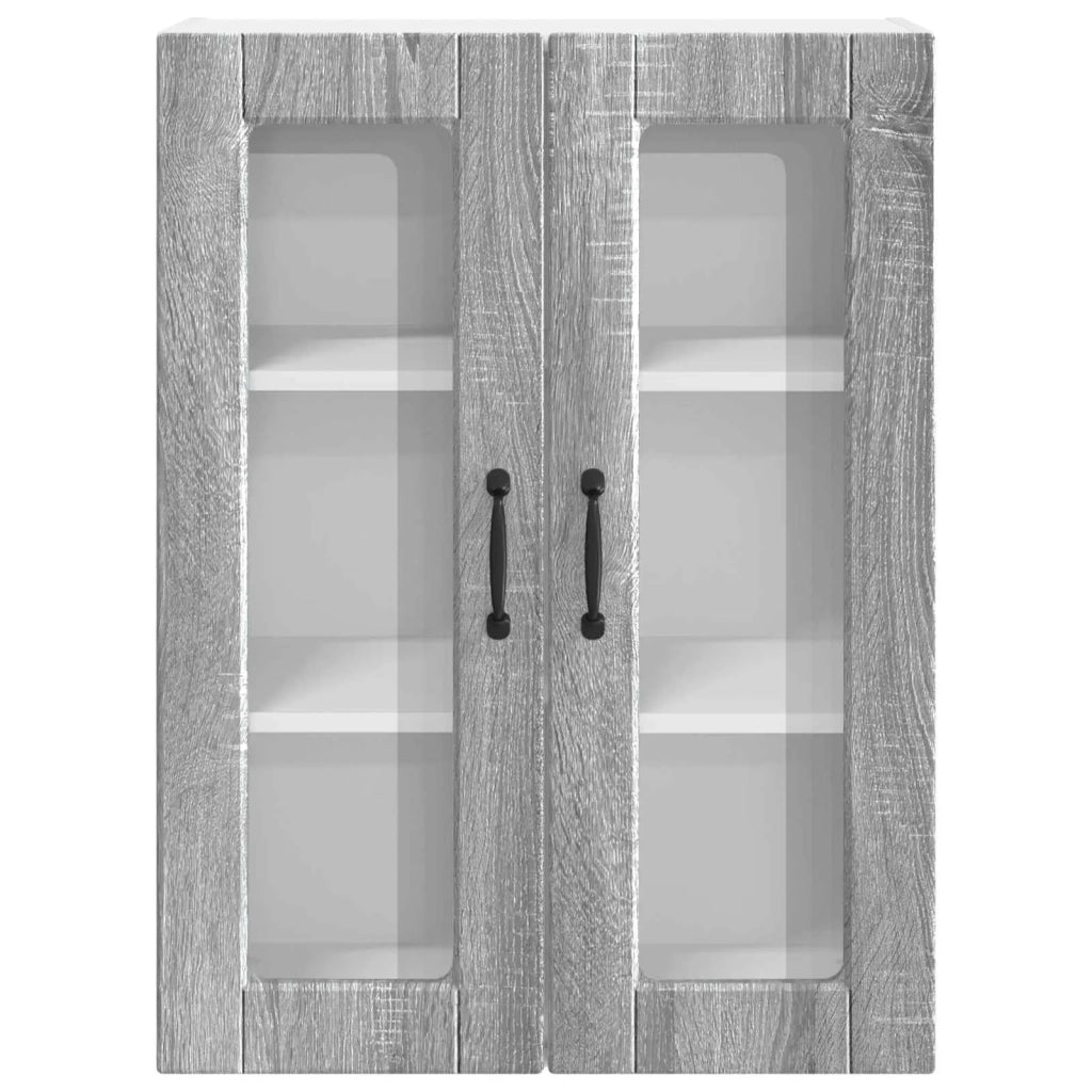 Pensile da cucina | Mobile in vetro da parete PORTO Grigio Sonoma 60 x 31 x 80 cm