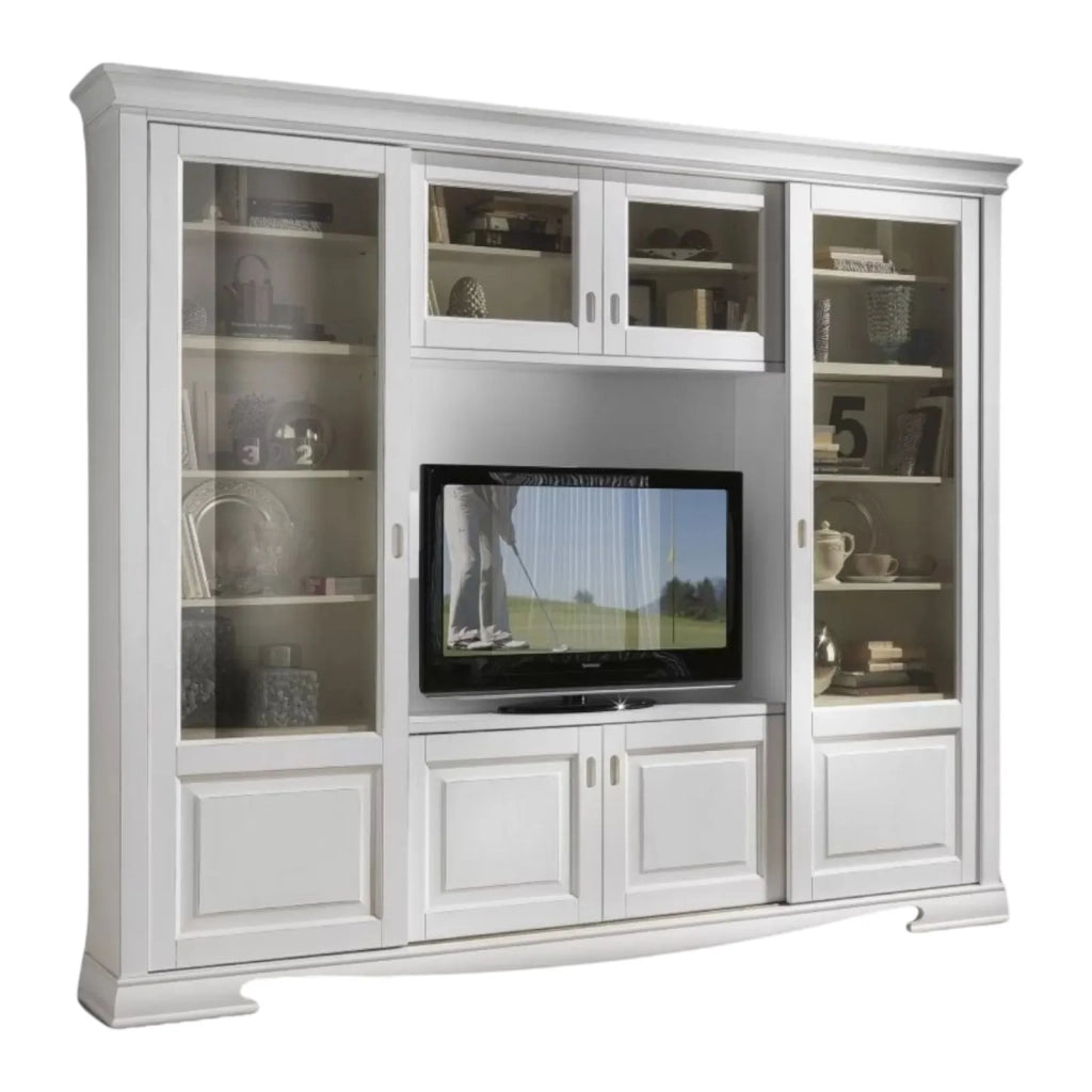 Libreria porta tv in legno scorrevoli bianco 281x42x240 - Mobili 2G