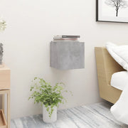 Set di 2 Comodini | Armadio da Notte | Mobiletto da notte Grigio Cemento 30,5x30x30 cm in Truciolato