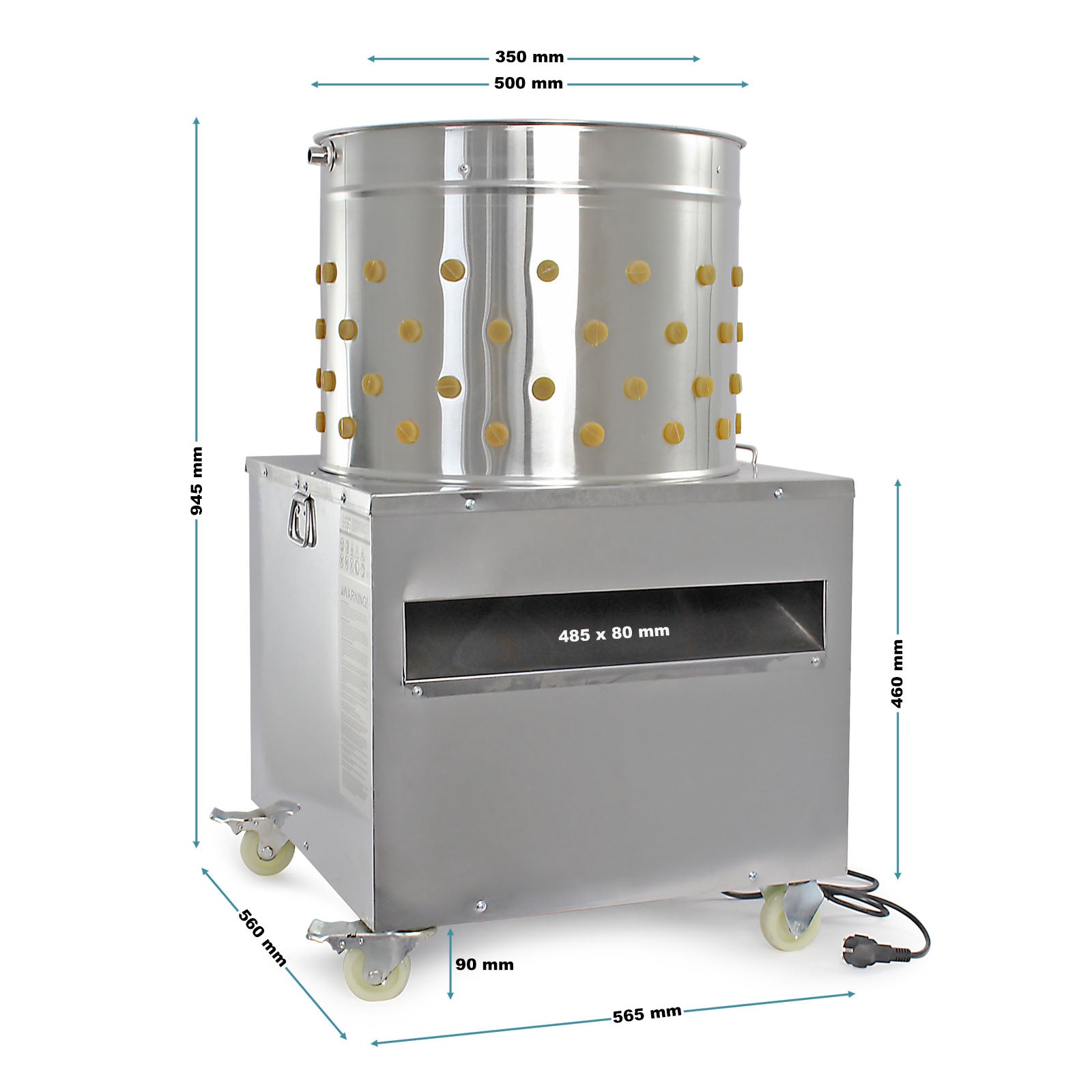 Fudajo Spiumatrice elettrica 1500 w, Spennapolli con tamburo in acciaio inox Ø 50cm 130 dita