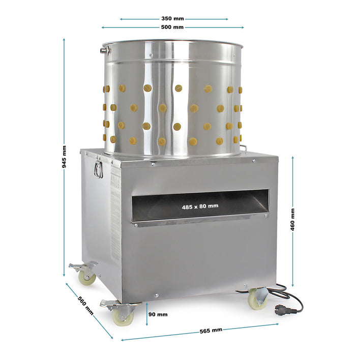 Fudajo Spiumatrice elettrica 1500 w, Spennapolli con tamburo in acciaio inox Ø 50cm 130 dita