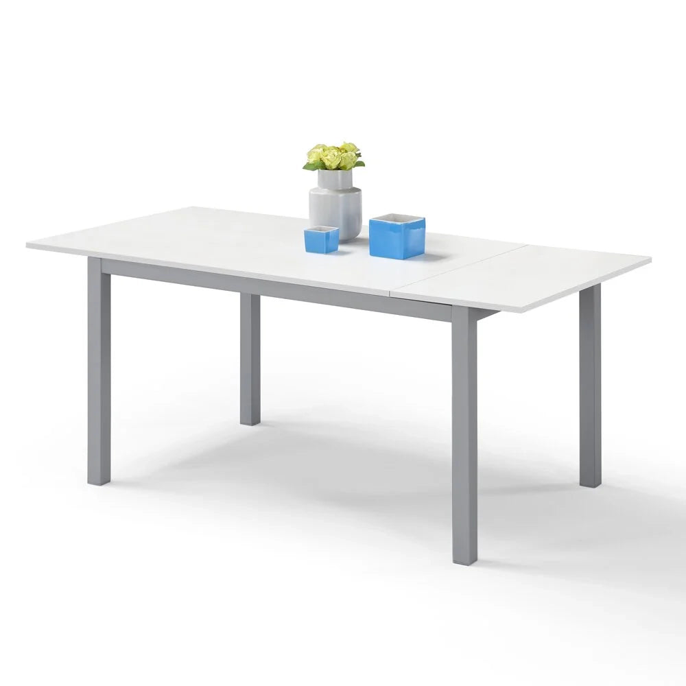 Tavolo da pranzo allungabile Bianco Frassino 110x70 modello GIOTTO MADE IN ITALY con allunga laterale 40 cm per sala da pranzo, cucina e soggiorno, design moderno