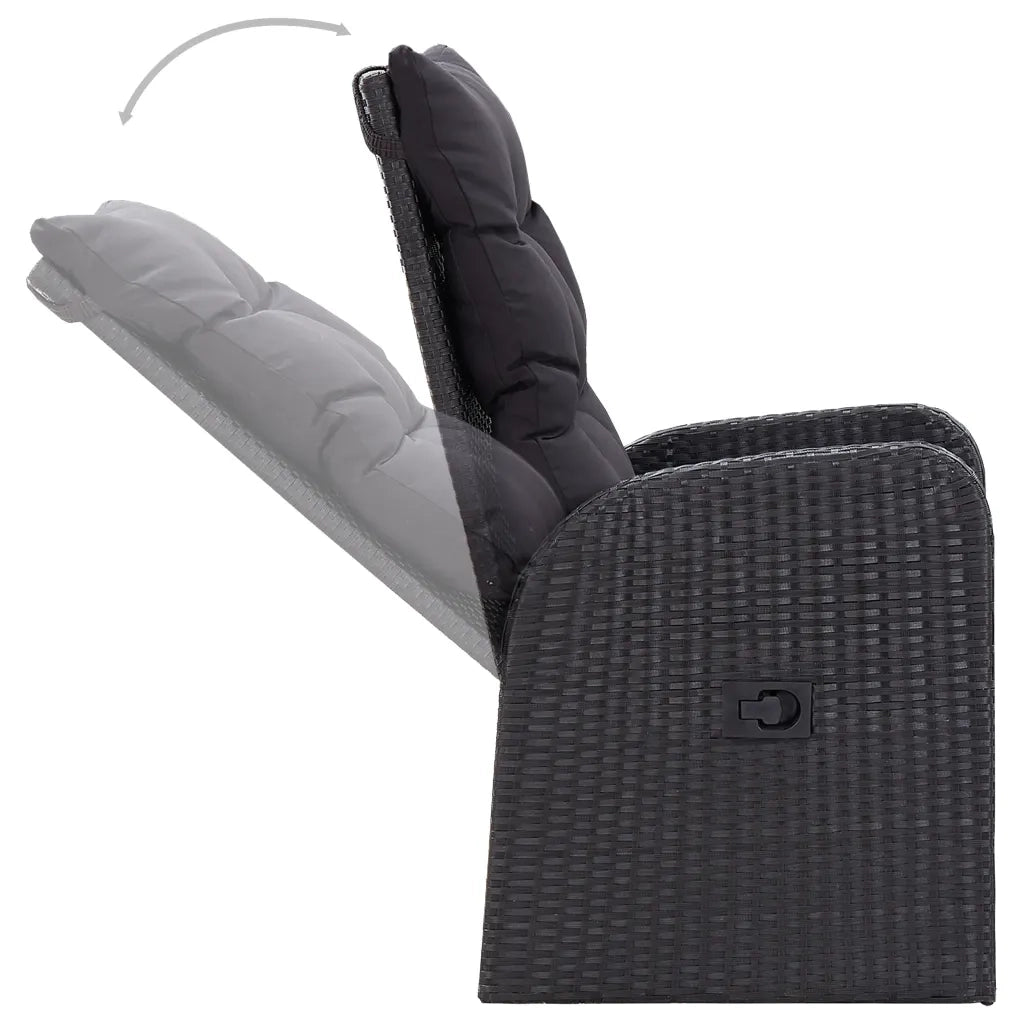Set da Pranzo da Giardino 3 pz | Set Salotto da Giardino con Cuscini Nero