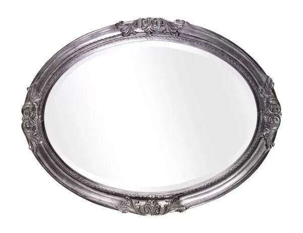 Specchiera in foglia argento ovale- misure: 72 x 92 x 5,5