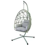 POLTRONA PENSILE PIEGHEVOLE DA GIARDINO IN RATTAN SINTETICO CON CUSCINO