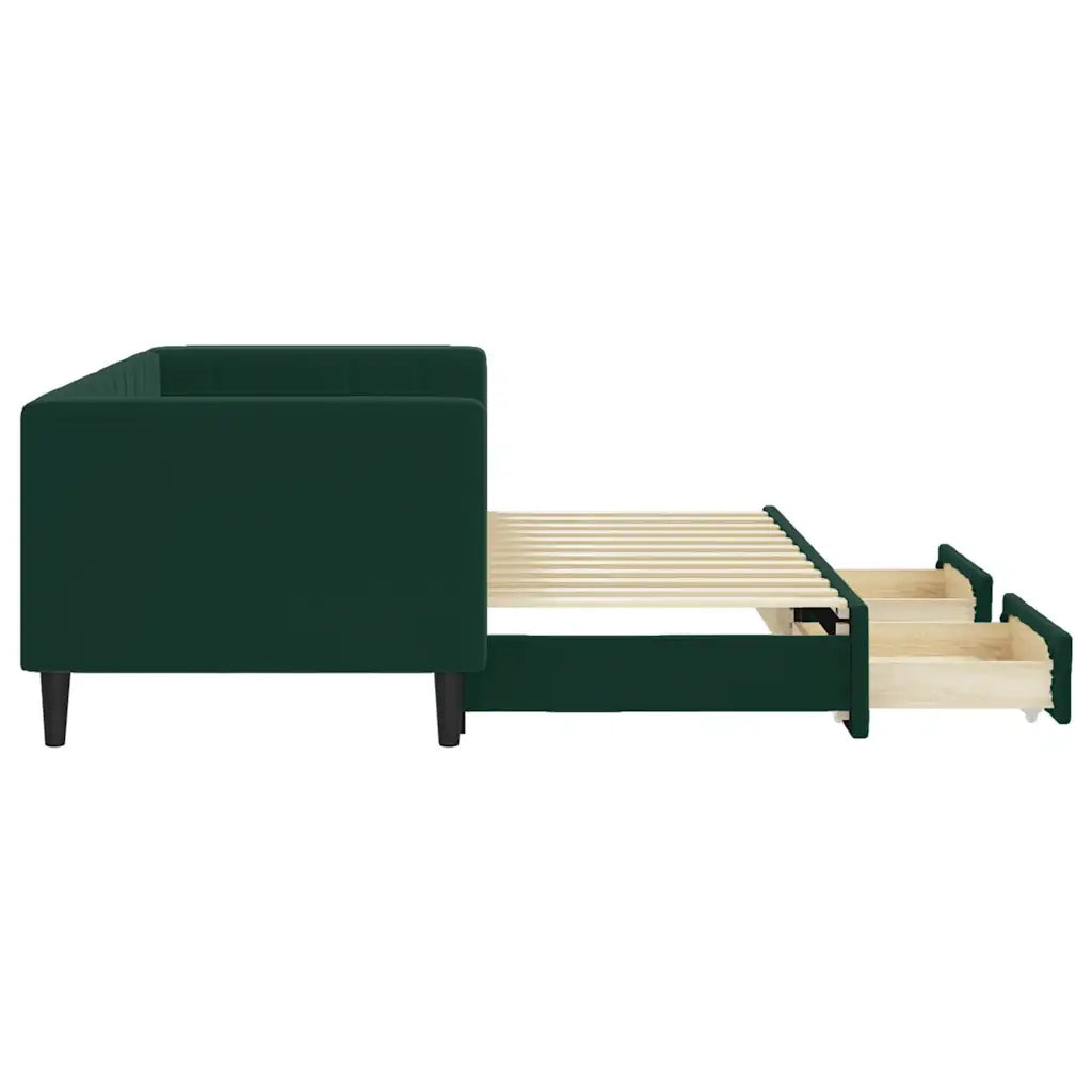 Divano Letto Estraibile Cassetti Verde Scuro 80x200cm Velluto 3196734