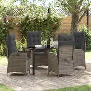 Set da Pranzo per Giardino con cuscino 5 pcs Grigio polyrattan 3380500