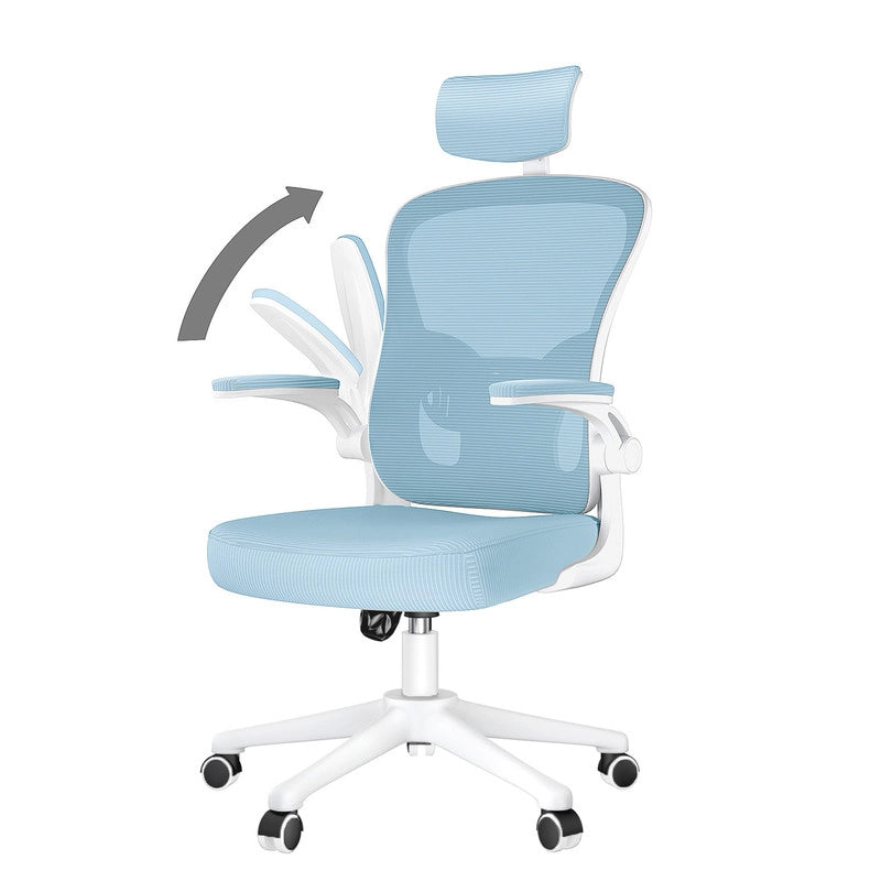 Sedia da ufficio - HAMLODY Poltrona ergonomica con braccioli 2D, altezza poggiatesta supporto lombare schienale regolabile blu