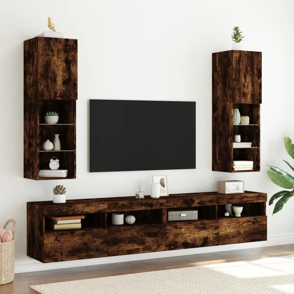 Mobile TV con Luci LED Rovere Fumo 30,5x30x102 cmcod mxl 110103
