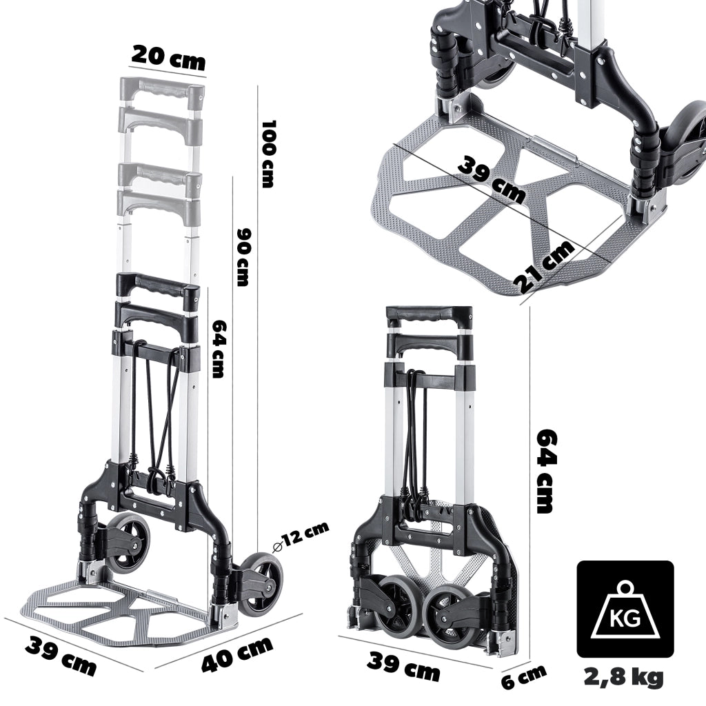 Carrello di trasporto KADAX per fresatrici, pieghevole, piatto, robusto, in alluminio, leggero, 70 kg