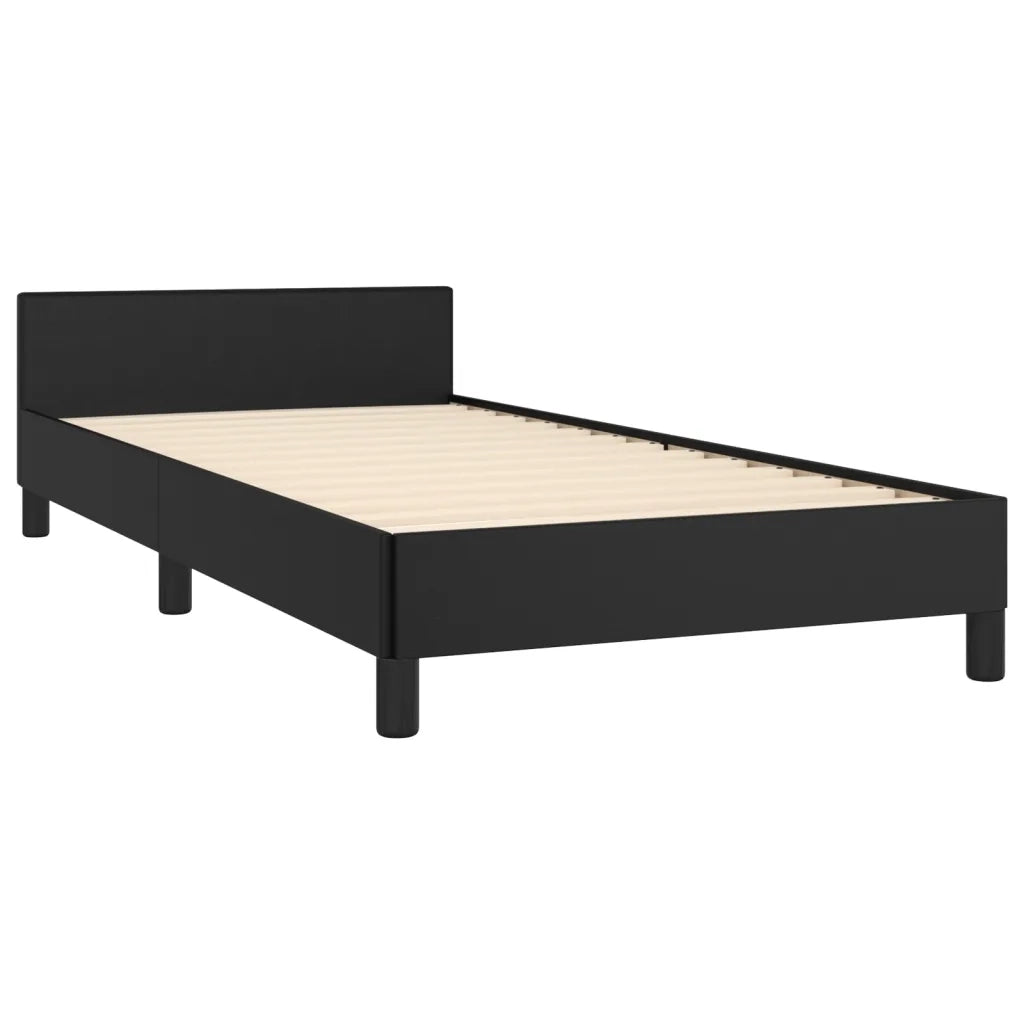 Giroletto con Testiera-Struttura Letto con testiera Nero 90x190 cm in Similpelle 331499