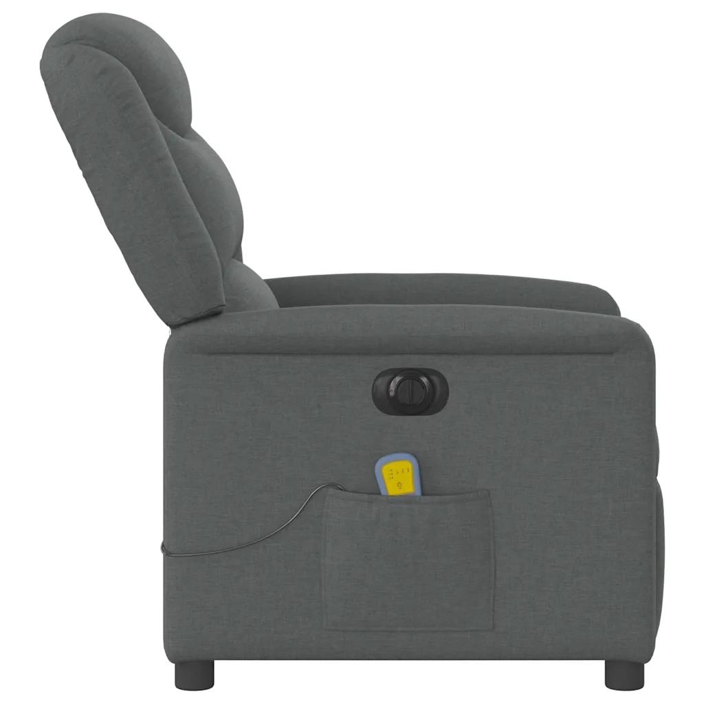Divano Sedia-Poltrona Reclinabile Massaggio Elettrica Grigio Scuro Tessuto 779246