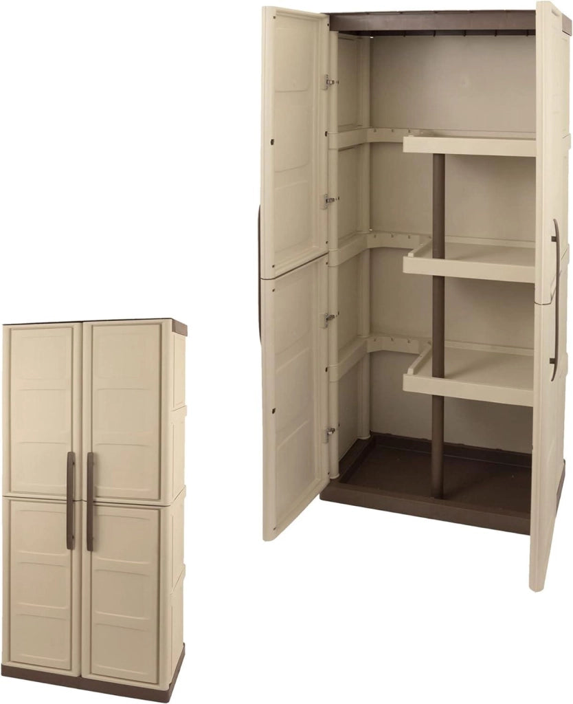 ARMADIO PORTASCOPE CON 3 RIPIANI IN PLASTICA BEIGE DIMENSIONI 70X39XH165 CM