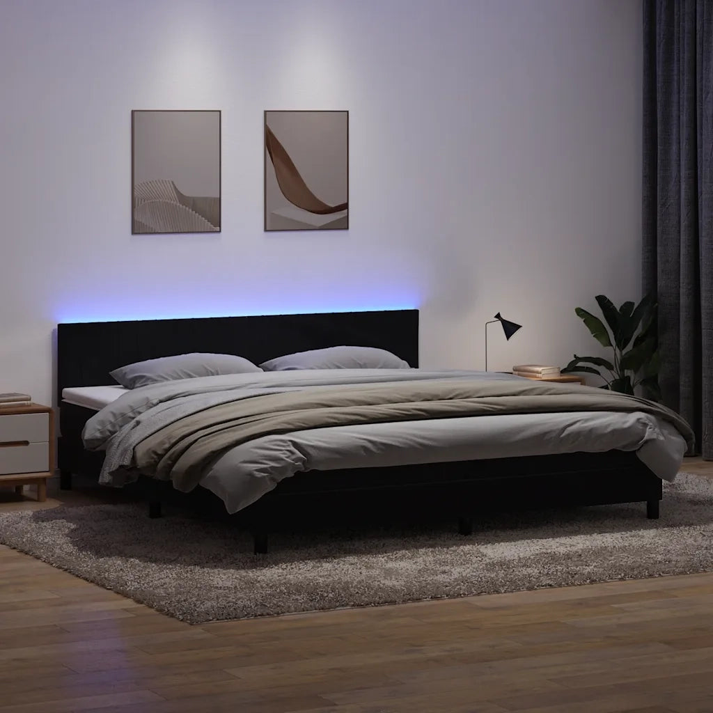 Letto a Molle con Materasso e LED Nero 200x220 cm in Velluto 3317141
