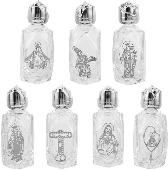 Set di bicchieri in vetro 7 pezzi - Flessi riutilizzabili per viaggio - Bicchieri in vetro resistenti - Disegni religiosi - Sicuri e impermeabili - Adatti come regali - Set per viaggi