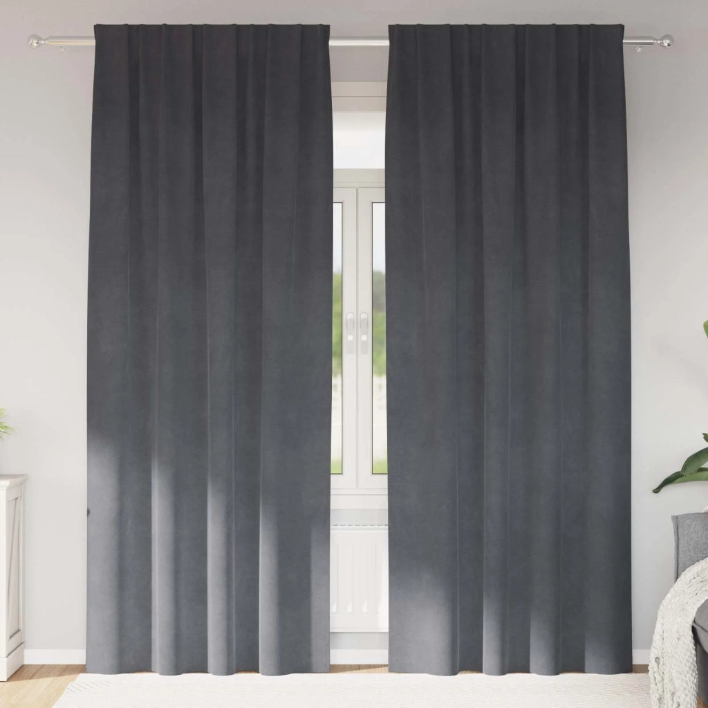 Tende Oscuranti | Tende Blackout 2 pz Grigio chiaro 140 x 225 cm Velluto