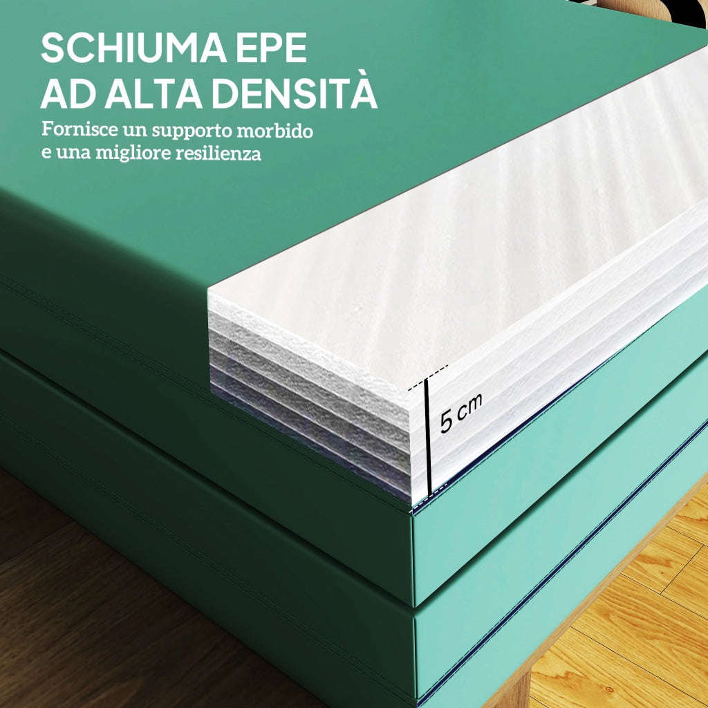 Tappeto Fitness Pieghevole 180x60x5 cm in Schiuma ad Alta Densità in Plastica ed EPE Verde e Viola