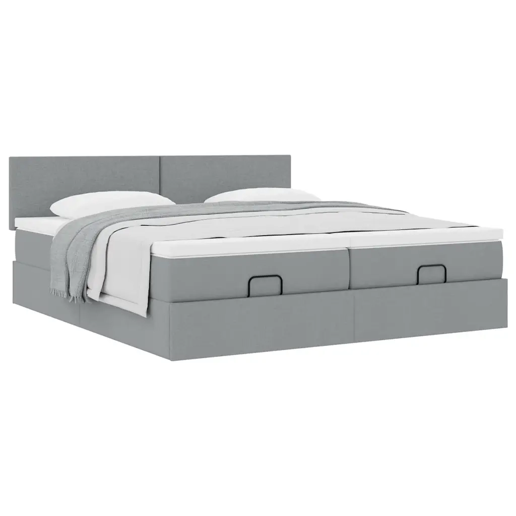 Struttura Letto Pouf con Materassi 200x200 cm in Tessuto