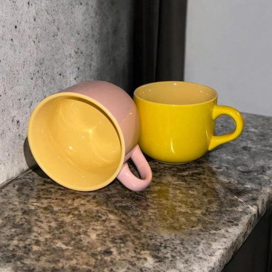 Set di due grandi tazze da caffè in ceramica - resistenti a microonde e lavastoviglie - per muesli dessert salata - 600 ml - colorazione roso blu