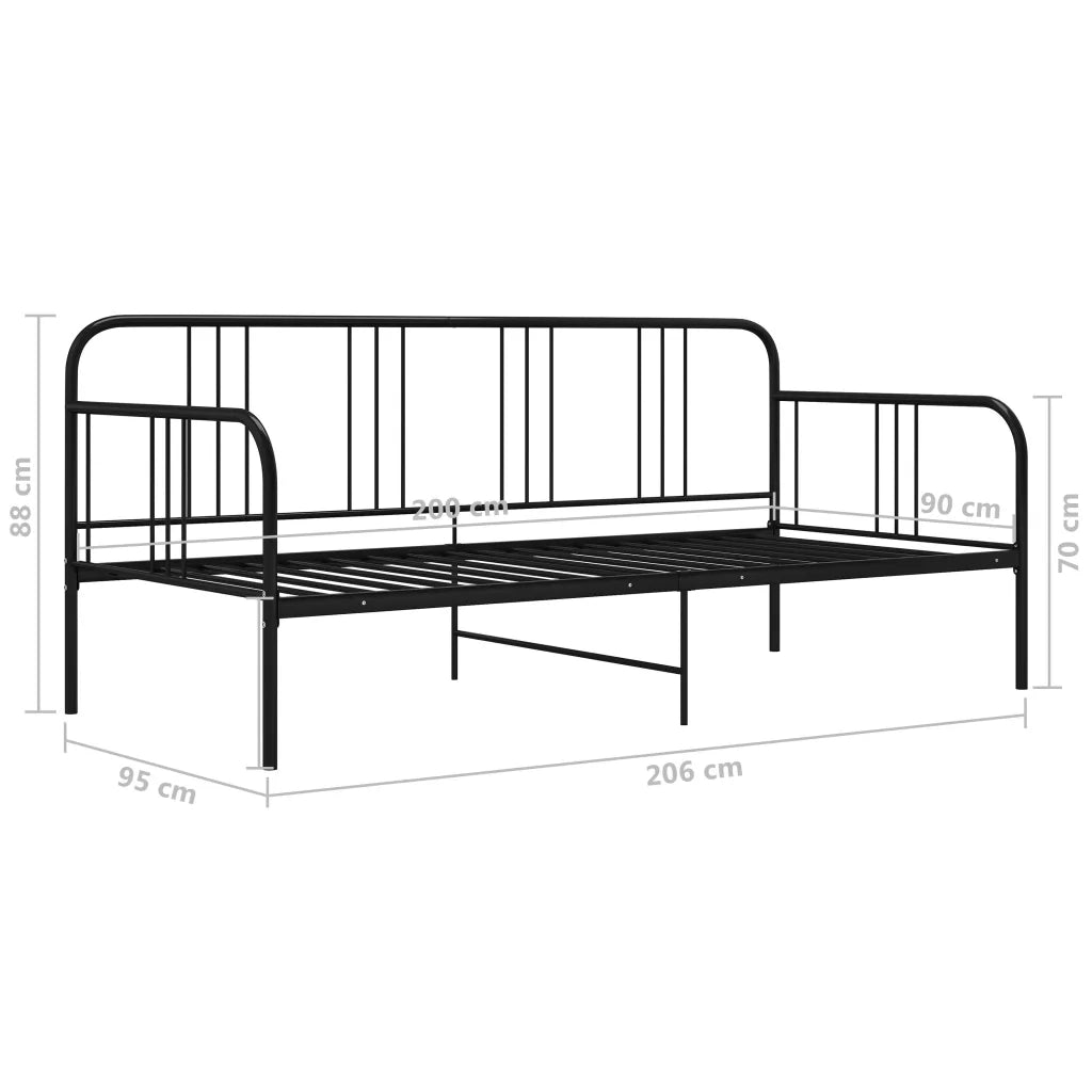 Divano letto-Sofa Letto-Daybed Telaio Nero in Metallo 90x200 cm 294487